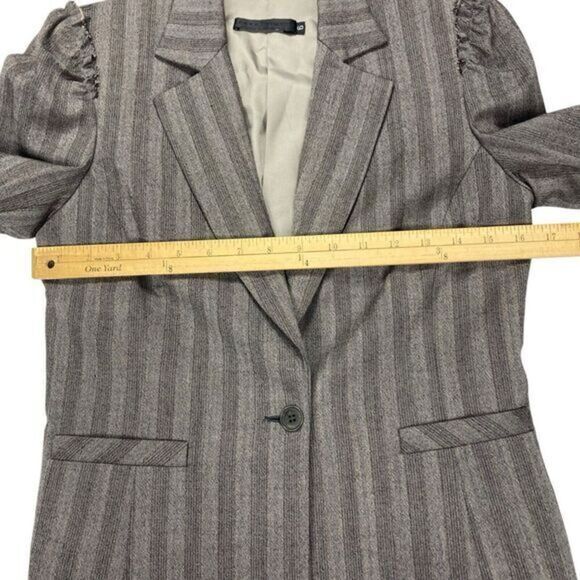 Development Wool Blazer Womens Size 6 Brown Striped Single Button Classic Jacket - Picture 9 of 16